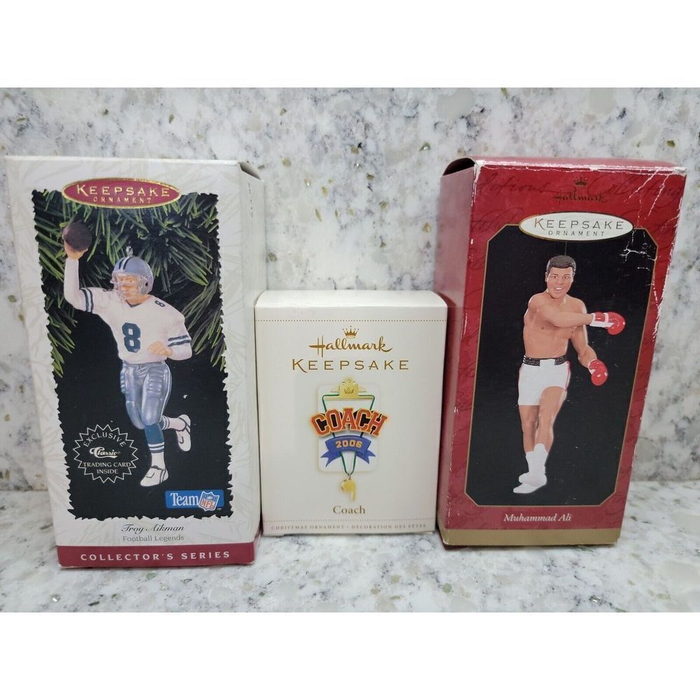 Lot Of 3‎ -1996/1999/2006 Hallmark Keepsake Ornaments With Box Sports Theme Vtg